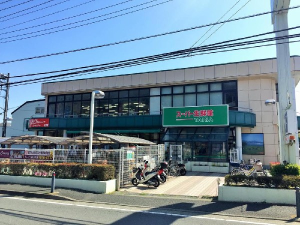 周辺環境:スーパー生鮮館TAIGA岡津店(スーパー生鮮館TAIGA岡津店まで750m)