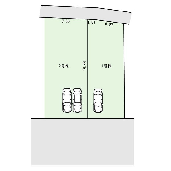 区画図:歩道付きの幅員８ｍ公道に面しております。