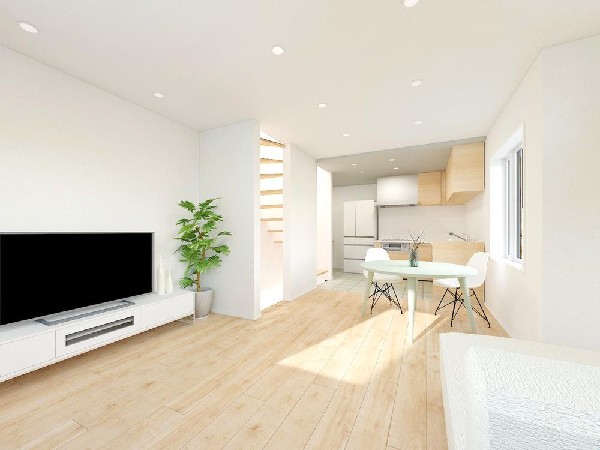 美味しい料理を作りたくなるような気持ちにさせてくれるオープンキッチン。見上げると柔らかなダウンライトが包み込み、彩りを添えます。