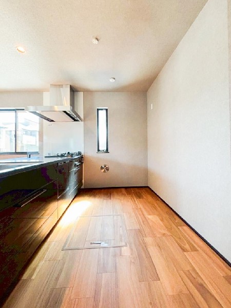 背面が広くなっていて、収納や調理家電を置けるスペースになっているので、ご夫婦でお料理を楽しめそうです。