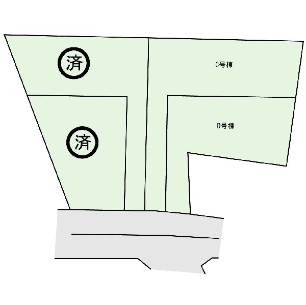 区画図:柔らかな風と豊かな緑に包まれた落ち着きある閑静な住宅街に、４棟の邸宅が誕生です。