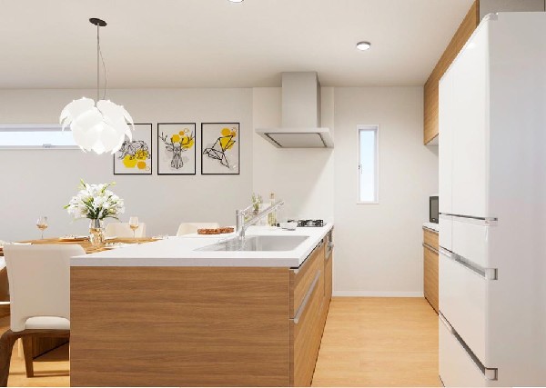 ◆キッチン◆  本画像はイメージCGです。車・植栽等は含まれません。外構・植栽など一部実際とは異なる表現がございます。