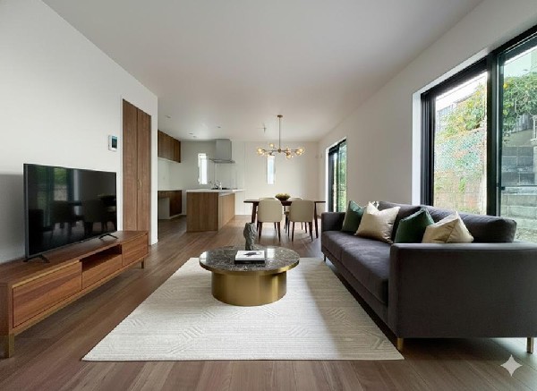 家族と過ごす時間を大切にしたい方にぴったりのゆとりある住空間です。（本画像はCGで作成しており、実際に現地に家具はおかれておりません。また価格に家具は含まれておりません。）