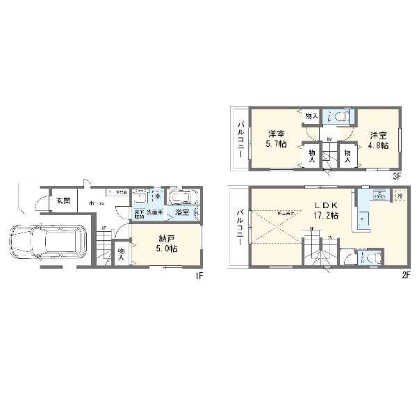 間取り:1号棟間取図