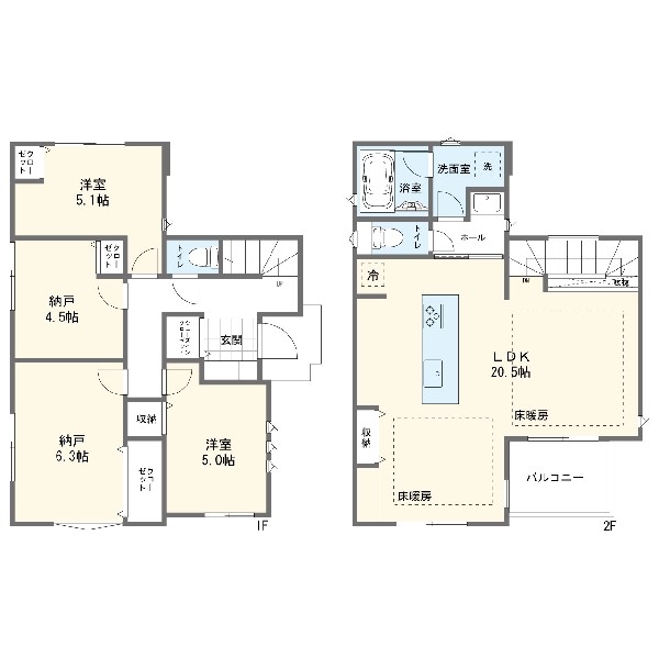 間取り:１号棟間取図