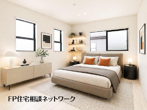 寝室は常に明るく、気持ちの良い毎朝を迎えられます。（本画像はCGで作成しており、実際に現地に家具はおかれておりません。また価格に家具は含まれておりません。）