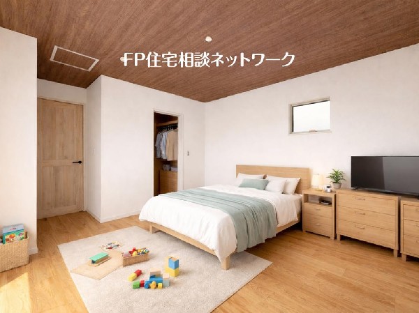 開放感のある2階の居室は日当りもよく日中は明るい日差しが射し込みます。（本画像は一部AIで合成しており、実際に現地に家具・家電はおかれておりません。また価格には含まれておりません）