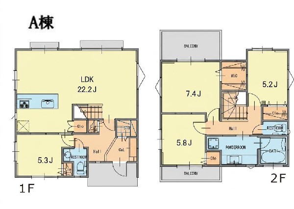 間取り:A号棟間取図