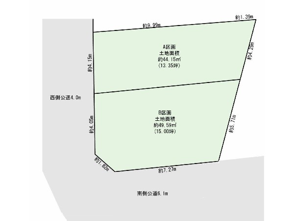 区画図:閑静な住宅地で子育て家族にピッタリ。毎日のお散歩も快適な緑に恵まれたエリアで、自然に包まれた穏やかな暮らしを実現するための、ゆとりある住環境が整っています。