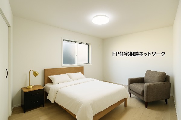 約6.7帖の洋室は、主寝室にも使いやすいゆとりある広さ。■本画像はAIがCGで家具を作成しており、実際の現地に家具はございません。販売価格にも家具等は含まれておりません。広々としたLDKで動線も良好です。