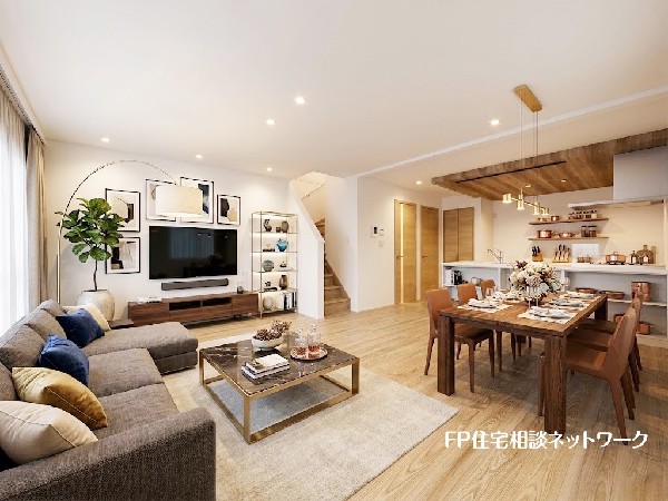 ■リビング■本画像はAIがCGで家具作成しており、実際の現地に家具は設置されておりません。また、販売価格に家具、小物等は含まれておりません。