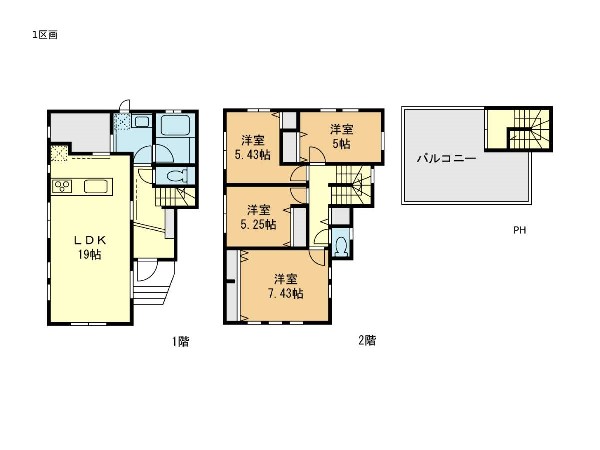 外観:建物プラン例(1区画)4LDK、土地価格3800万円、土地面積102.35m2、建物価格2109万円、建物面積100.29m2