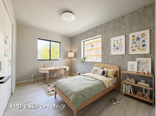 【洋室│6帖】  本画像はAIがCGで家具を作成しており、実際の現地に家具は設置されておりません。また、販売価格に家具等は含まれておりません。