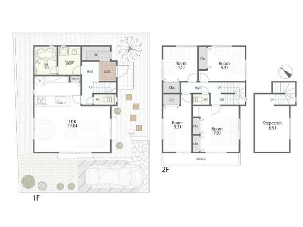 外観:【1区画参考プラン】土地価格： 2700万円プラン　建物価格： 2192万円プラン　間取り： 4LDK　土地面積： 126.22m2　プラン建物面積： 100.05m2】