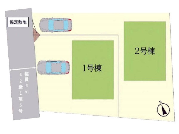 区画図:土地面積130m2以上のゆとりの敷地で南部分に空間を確保されており太陽の日差しが降りそそぎます。