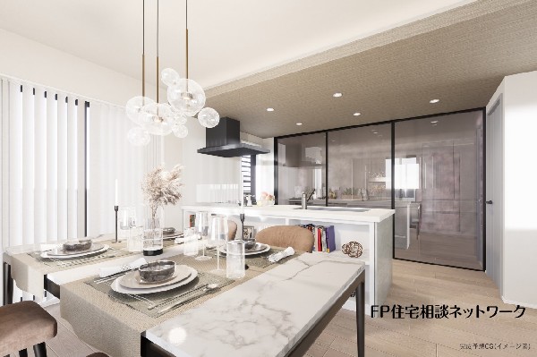 20.8帖の広々ＬＤＫ。ダイニングテーブルやソファーなどの家具もしっかりと配置できます。ゆったりとした広さの空間でご家族だんらんの時間をお過ごしください。