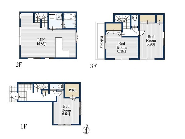 外観:建物プラン例（2区画）建物価格1500万円、建物面積103.90m2　間取：3LDK