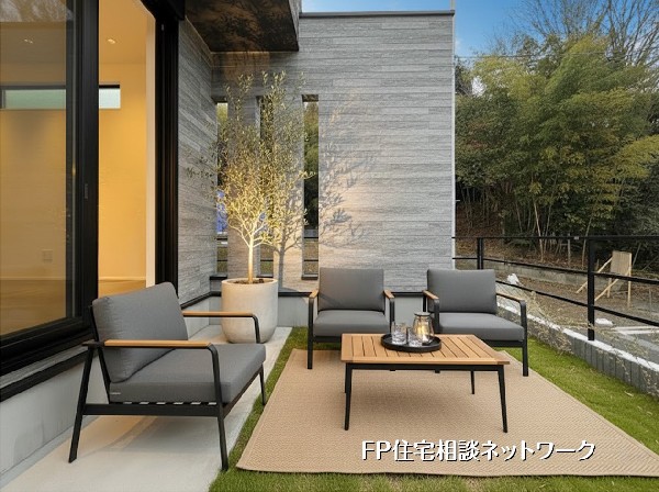 外観:【庭】  本画像はAIがCGで家具・芝を作成しており、実際の現地に家具は設置されておりません。また、販売価格に家具等は含まれておりません。