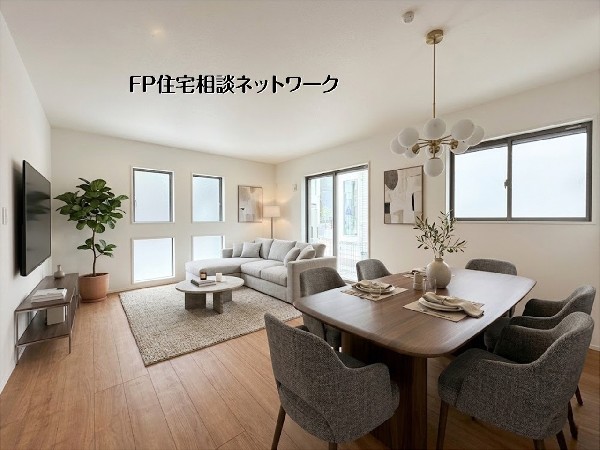 【LDK│17.3帖】  本画像はAIがCGで家具を作成しており、実際の現地に家具は設置されておりません。また、販売価格に家具等は含まれておりません。