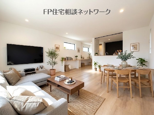 ■リビング■本画像はAIがCGで家具作成しており、実際の現地に家具は設置されておりません。また、販売価格に家具等は含まれておりません。