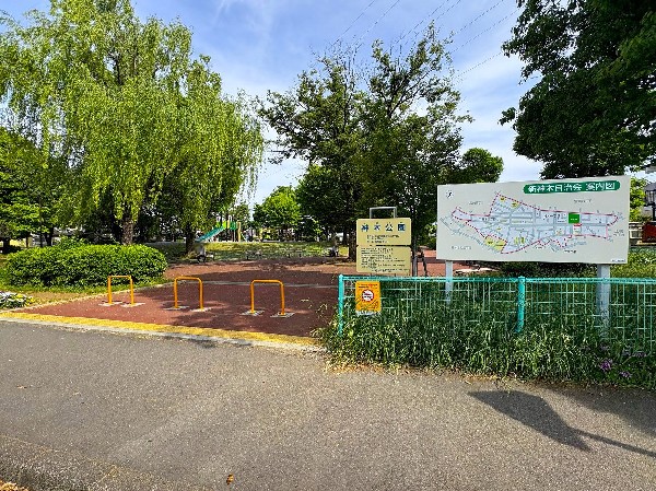 周辺環境:神木公園(公園の中央に大きな緑色のスベリ台の遊具が中央にある自然豊富な公園です。)