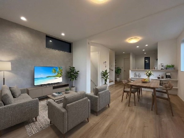 ■リビング■  ※本画像はAIがCGで家具作成しており、実際の現地に家具は設置されておりません。また、販売価格に家具等は含まれておりません。