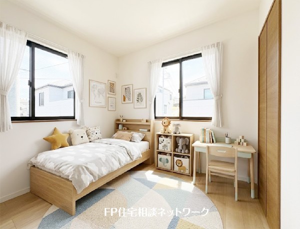 【洋室│6帖】  本画像はAIがCGで家具を作成しており、実際の現地に家具は設置されておりません。また、販売価格に家具等は含まれておりません。