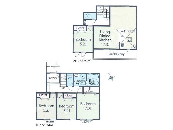 外観:建物プラン例（2号地）