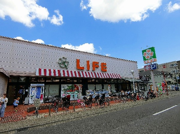 周辺環境:ライフ高津新作店　(「安全と安心」「鮮度と品質」「信頼とサービス」にこだわっています。22時までの営業です。)