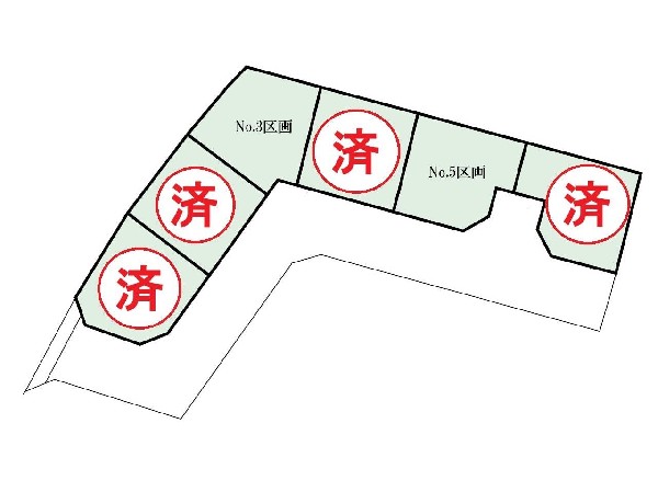 区画図:閑静な住宅地で子育て家族にピッタリ。毎日のお散歩も快適な緑に恵まれたエリアで、自然に包まれた穏やかな暮らしを実現するための、ゆとりある住環境が整っています。