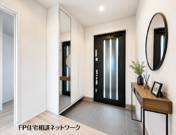 【玄関│シューズボックス】  本画像はAIがCGで家具を作成しており、実際の現地に家具は設置されておりません。また、販売価格に家具等は含まれておりません。
