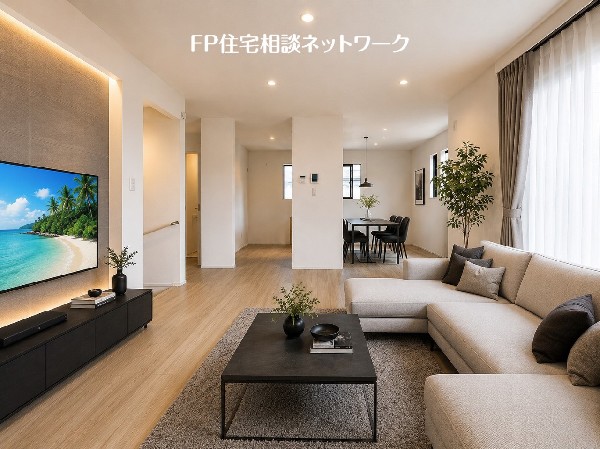 ■リビング■本画像はAIがCGで家具作成しており、実際の現地に家具は設置されておりません。また、販売価格に家具等は含まれておりません。