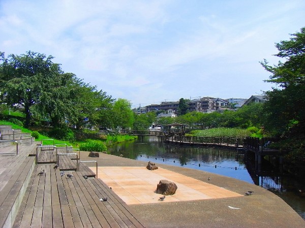 周辺環境:岸根公園 (駅隣接の広くて有名な公園。じゃぶじゃぶ池やアスレチック、大きな芝生広場など、お弁当を持ってピクニックにくる方も大勢います。駐車場も完備。)