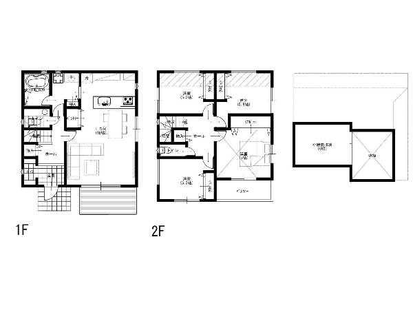 外観:建物プラン例(1-2区画)4LDK、土地価格6980万円、土地面積166.5m2、建物価格2480万円、建物面積107.64m2