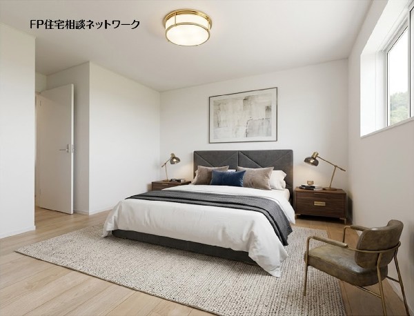 【洋室│8帖】  本画像はAIがCGで家具を作成しており、実際の現地に家具は設置されておりません。また、販売価格に家具等は含まれておりません。