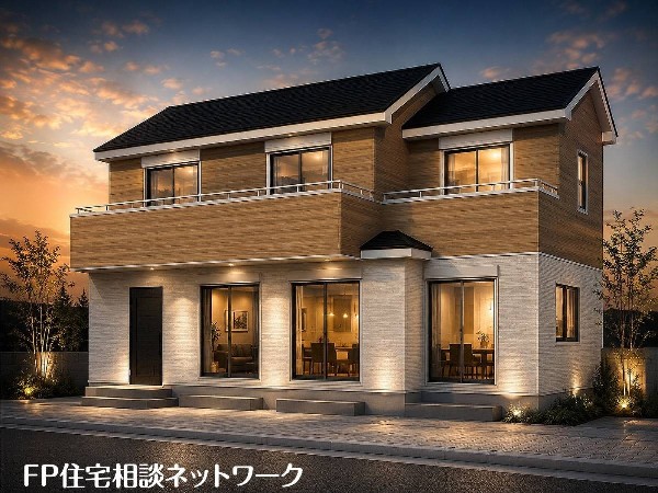 外観:完成予想イメージ：閑静な住宅地で子育て家族にピッタリ。毎日のお散歩も快適な緑に恵まれたエリアで、自然に包まれた穏やかな暮らしを実現するための、ゆとりある住環境が整っています。