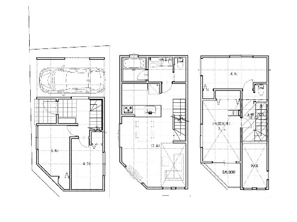 外観:建物プラン例(3-1区画)4LDK、土地価格4080万円、土地面積53.81m2、建物価格2400万円、建物面積100m2