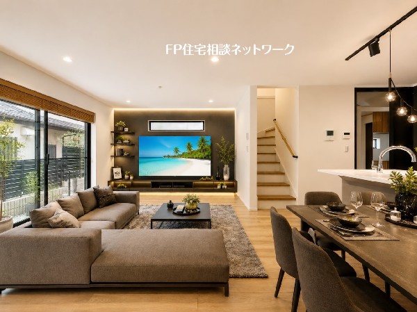 ■リビング■本画像はAIがCGで家具作成しており、実際の現地に家具は設置されておりません。また、販売価格に家具、小物等は含まれておりません。