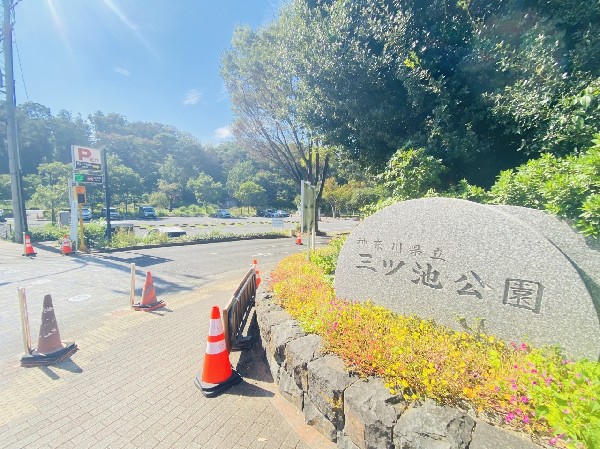 周辺環境:三ツ池公園(春には1600本の桜が開花する名所。テニスコート、プール、ロング滑り台等があり1日中楽しめます。)