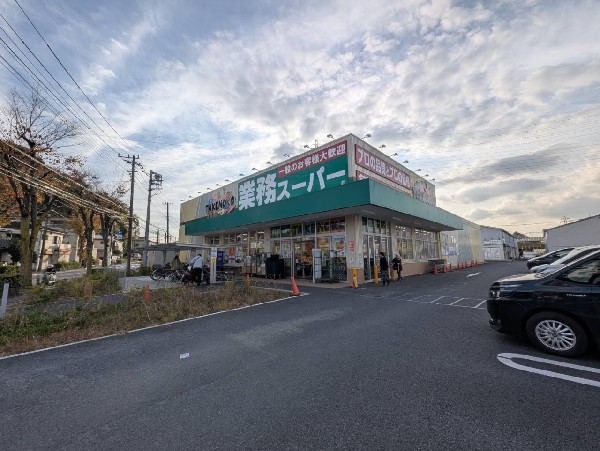 周辺環境:業務スーパーTAKENOKO駒岡店(食べ盛りのお子様がいらっしゃるご家庭の強い味方！量・価格が魅力のスーパーです。広々駐車場あり。)