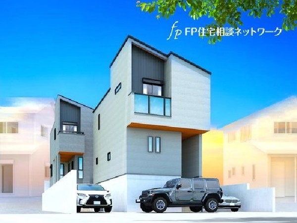 外観:片流れ屋根がモダンな外観。グレーの外壁はクールで落ち着いた印象。汚れが目立ちにくいのも魅力です。