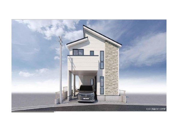 外観:白を基調にしたモダンな外観。シンプルで飽きません。アクセントカラーで外壁を分けることで立体感が生まれます。