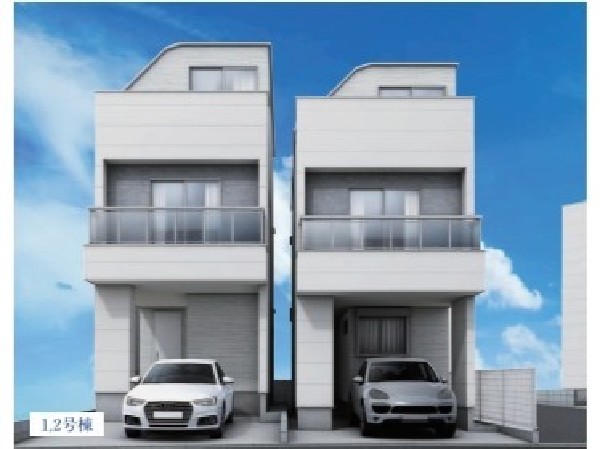 外観:白を基調にしたモダンな外観で、長く愛着を持って住むからこそシンプルなデザインに仕上げました。