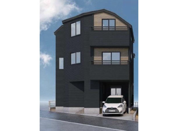 外観:無駄を省いたシンプルモダンな外観。グレーの外壁はクールで落ち着いた印象。汚れが目立ちにくいのも魅力。