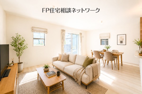 明るいLDKです♪（本画像はAI加工済みであり、現地に家具等はなく価格にも含まれていません）