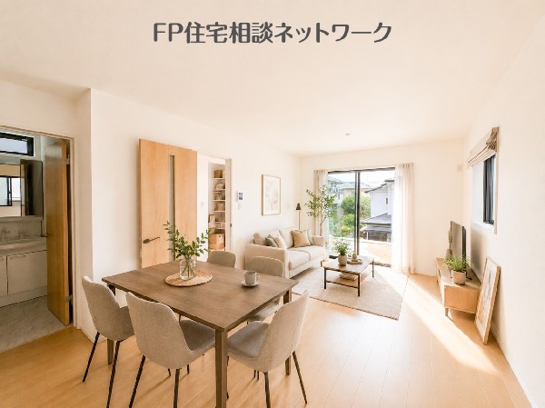 南の大きな窓から光が注ぐ開放的なリビング！※画像はAI加工され家具等は価格に含まれません