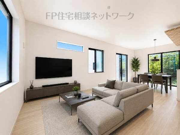 陽だまりリビング♪（本画像はAI加工済みであり、現地に家具等はなく価格にも含まれていません）