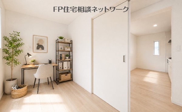 テレワーク等に重宝するキッチン横の多目的ルーム。（※画像はAI CG加工となり家具は含まれません）