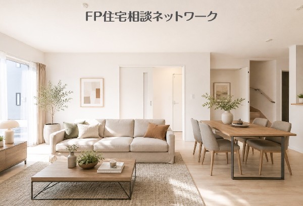 南向きの大きな窓から光が差し込む開放的なLDK。（※画像はAI CG加工となり家具は含まれません）