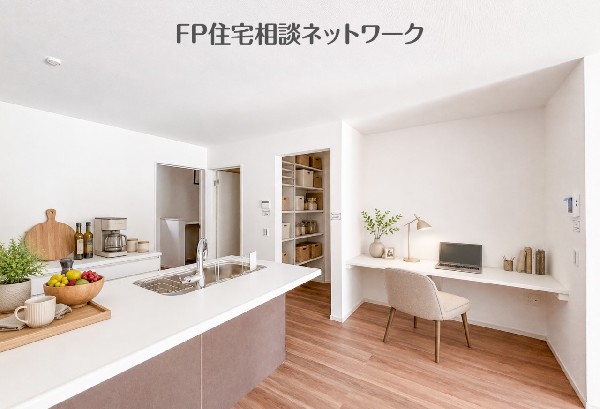 スタディーカウンター付のLDK（本画像はAI加工済みであり、現地に家具等はなく価格にも含まれていません）
